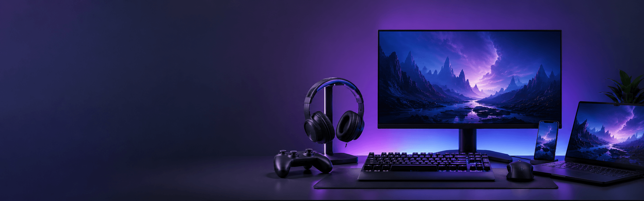 Free Electronics & Gaming Modern Tech Setup Banner for eCommerce storefronts